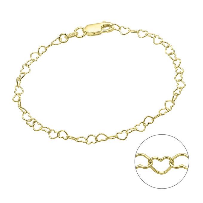 Bracelet Cœur Doré Jaune ag925