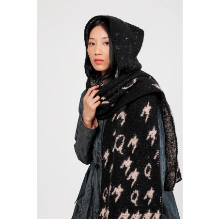 ÉCHARPE À CAPUCHE NOIR ET BEIGE Anekke