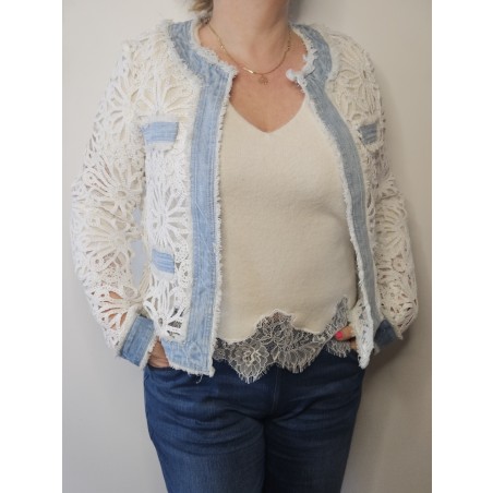Veste Jeans  dentelle de cotton