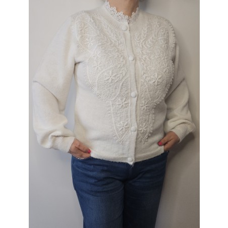 Gilet Blanc Cassé Dentelle